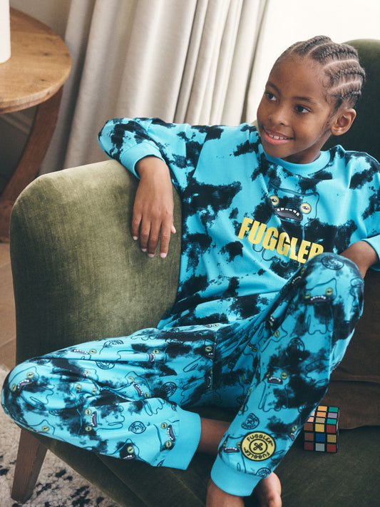 Blue Fuggler Long Sleeve Jogger Pyjamas (5-16yrs) - image 1