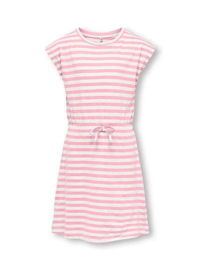 ONLY KIDS Pink Crochet Sleeveless Striped Dress image 1