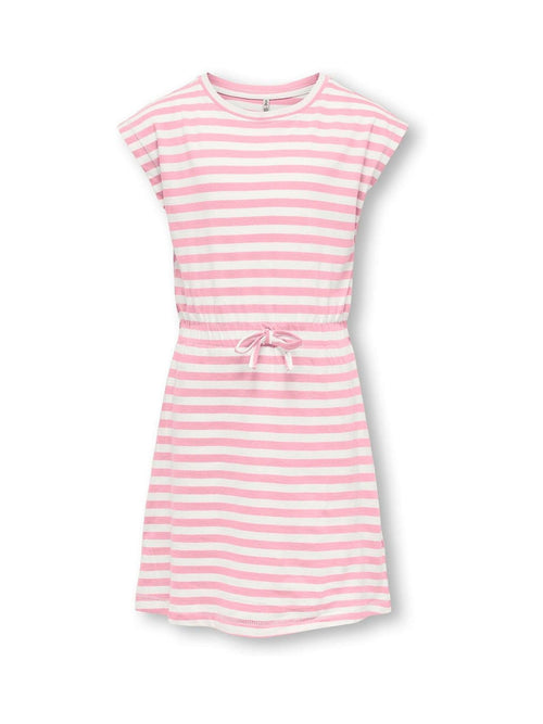 ONLY KIDS Pink Crochet Sleeveless Striped Dress image 1