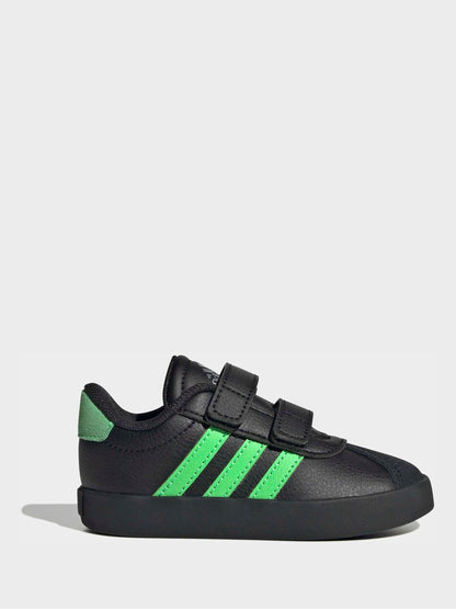 adidas Black/Green VL Court 3.0 Hook and Loop Infant Trainers - image 1