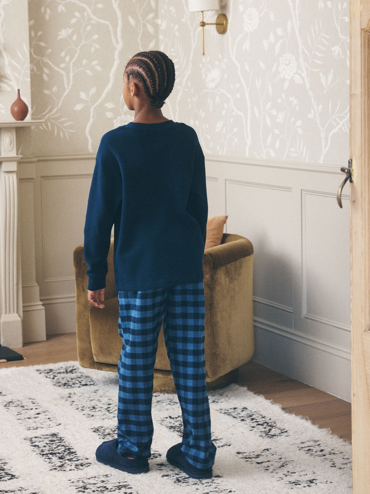 Blue Woven Check Single Pyjamas (3-16yrs) - image 2