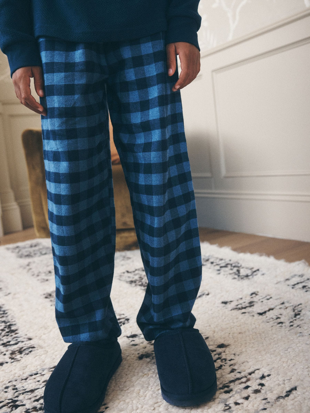 Blue Woven Check Single Pyjamas (3-16yrs) - image 3
