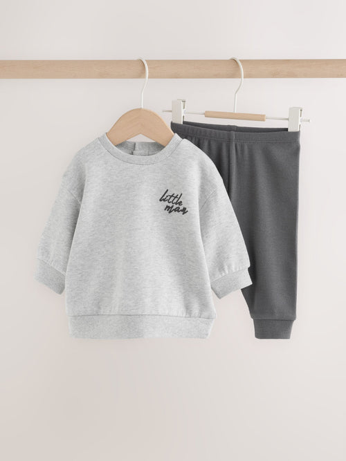 Dsiney Kidz - Grey 'Little Man' Baby Sweatshirt and Leggings Set (0mths-2yrs) image 1
