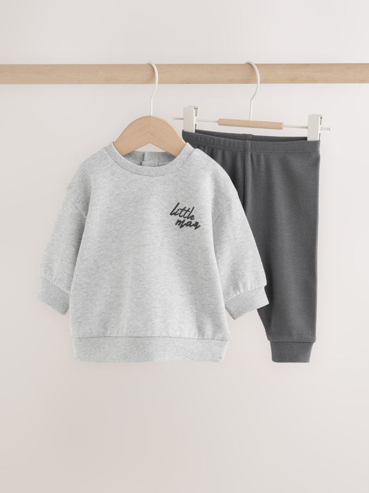 Dsiney Kidz - Grey 'Little Man' Baby Sweatshirt and Leggings Set (0mths-2yrs) image 1
