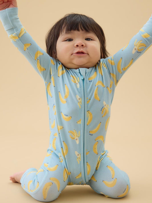 MORI Blue Banana Bunch Clever Zip Supersoft Sleepsuit image 1