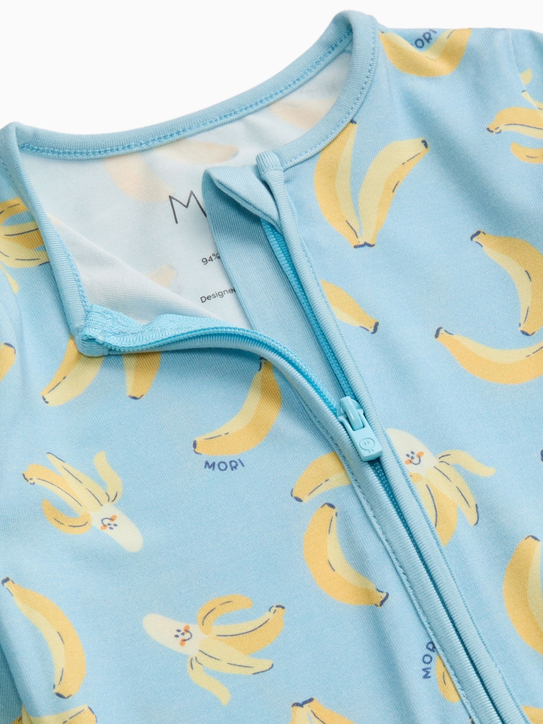 MORI Blue Banana Bunch Clever Zip Supersoft Sleepsuit image 6