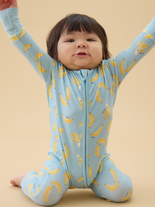 MORI Blue Banana Bunch Clever Zip Supersoft Sleepsuit image 1