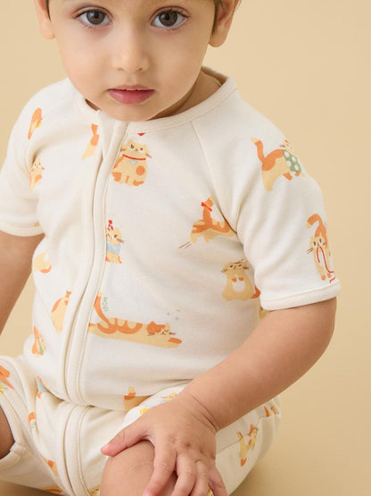 MORI Cream Cat Nap Summer Supersoft Sleepsuit image 2