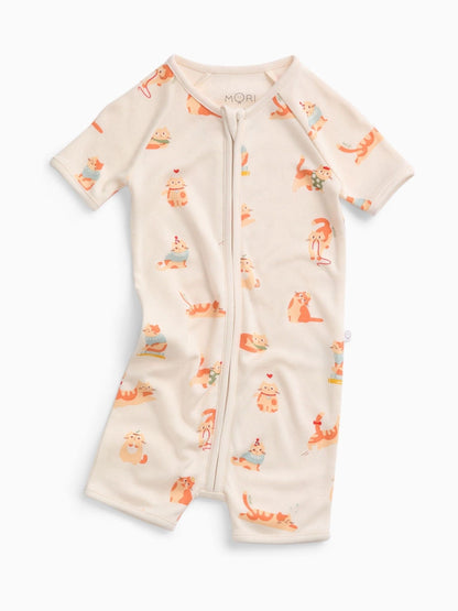 MORI Cream Cat Nap Summer Supersoft Sleepsuit image 3