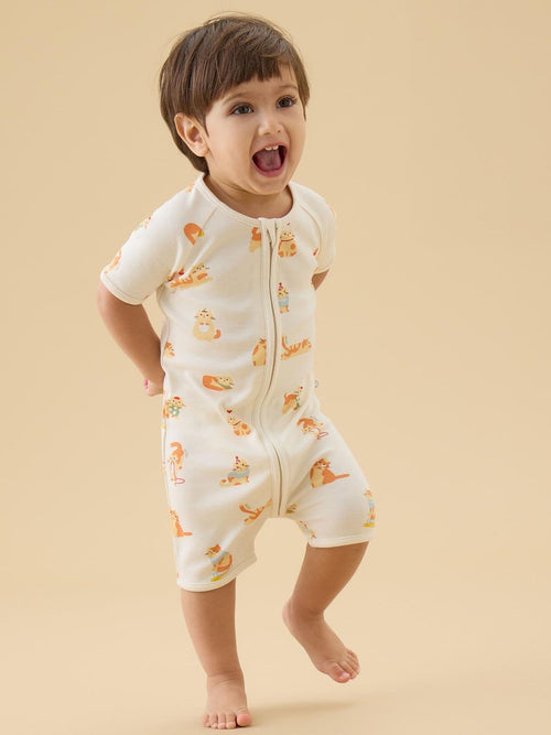 MORI Cream Cat Nap Summer Supersoft Sleepsuit image 1