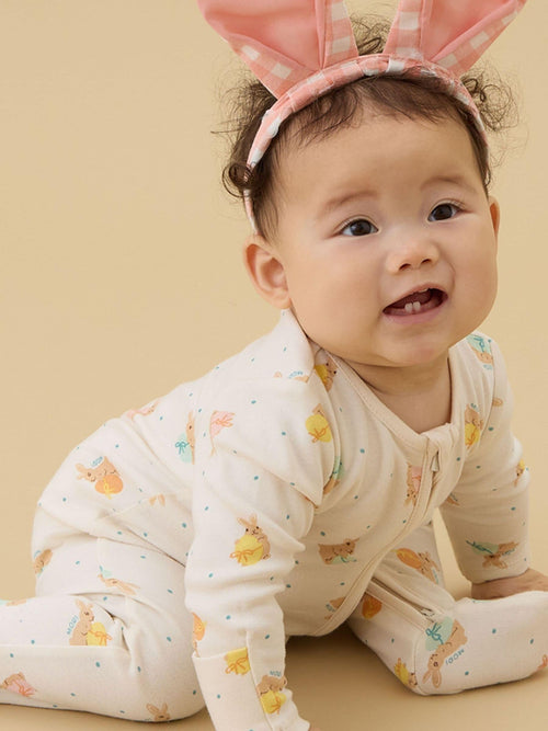 MORI Cream Easter Bunny Clever Zip Supersoft Sleepsuit image 1