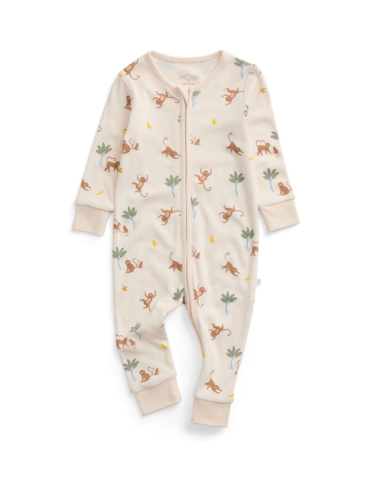 MORI Cream Monkeys Clever Zip Supersoft Sleepsuit image 4