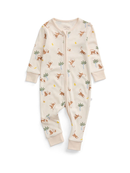 MORI Cream Monkeys Clever Zip Supersoft Sleepsuit image 4