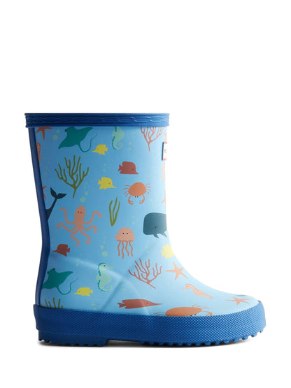 Hunter Blue Kids First Classic Ocean Print Wellington image 3