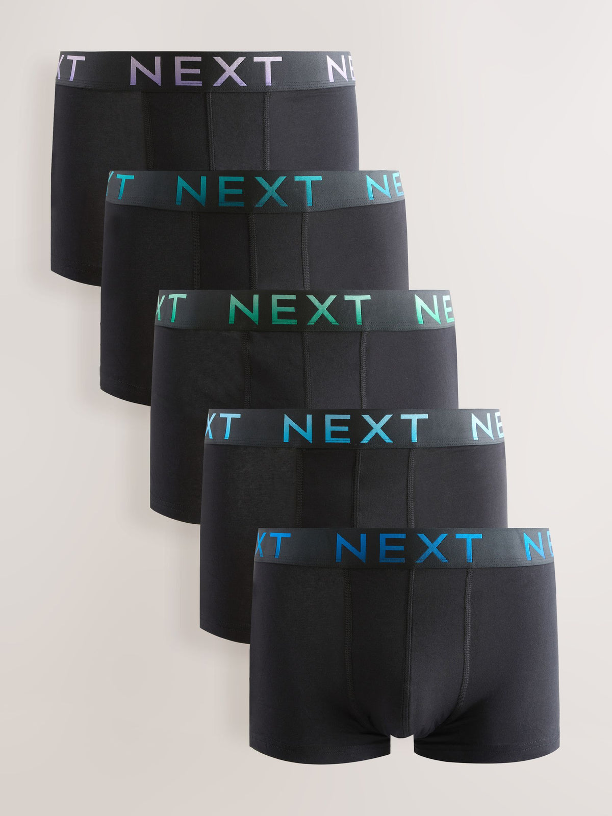 Dsiney Kidz - Black Blue Infill Text Waistband Hipster Cotton Rich Boxers 5 Pack image 1