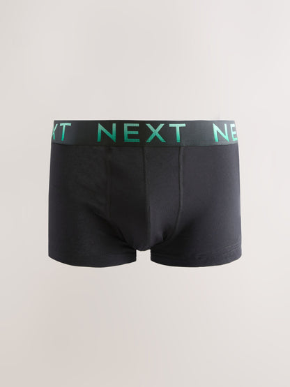 Dsiney Kidz - Black Blue Infill Text Waistband Hipster Cotton Rich Boxers 5 Pack image 3
