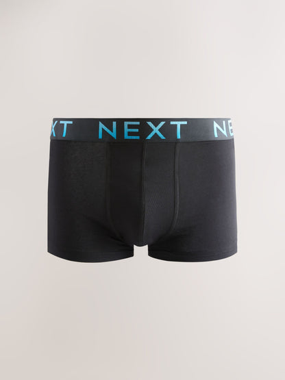 Dsiney Kidz - Black Blue Infill Text Waistband Hipster Cotton Rich Boxers 5 Pack image 4