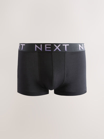 Dsiney Kidz - Black Blue Infill Text Waistband Hipster Cotton Rich Boxers 5 Pack image 6