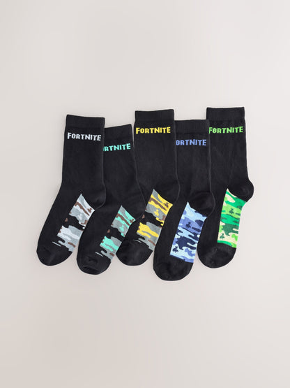 Dsiney Kidz - Fortnite Black Cotton Rich Socks 5 Pack image 1
