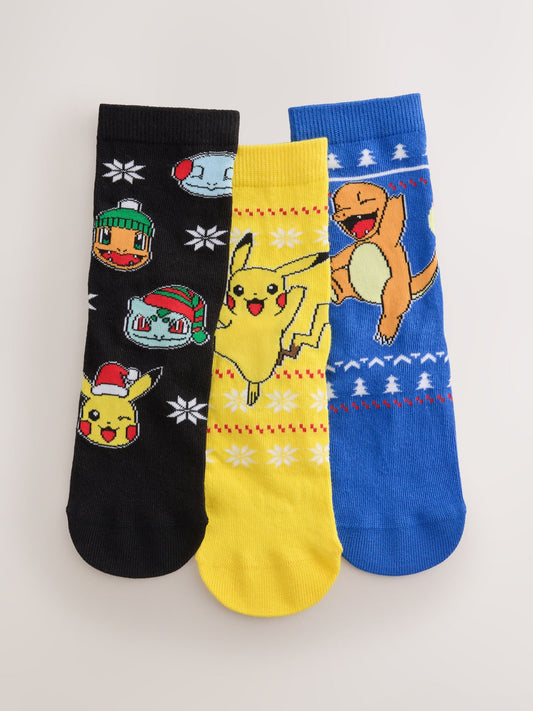 Pokemon Cotton Rich License Christmas Socks 3 Pack - image 1