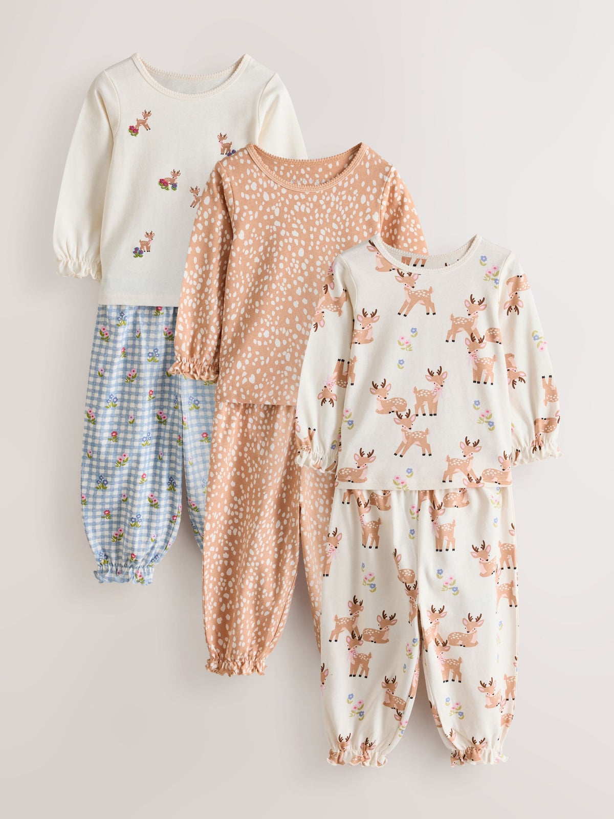 Ecru/Brown Deer Jogger Pyjamas Set 3 Pack (9mths-12yrs) - image 1