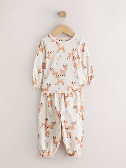 Ecru/Brown Deer Jogger Pyjamas Set 3 Pack (9mths-12yrs) - image 3
