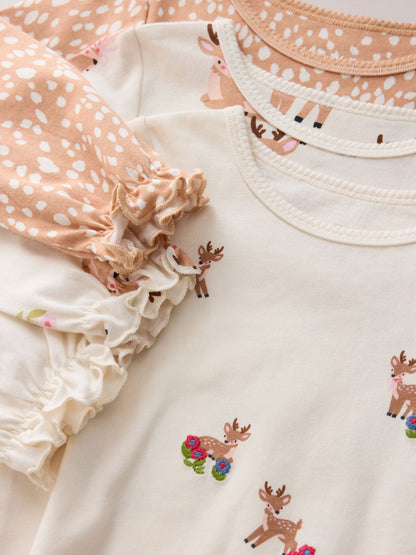 Ecru/Brown Deer Jogger Pyjamas Set 3 Pack (9mths-12yrs) - image 6