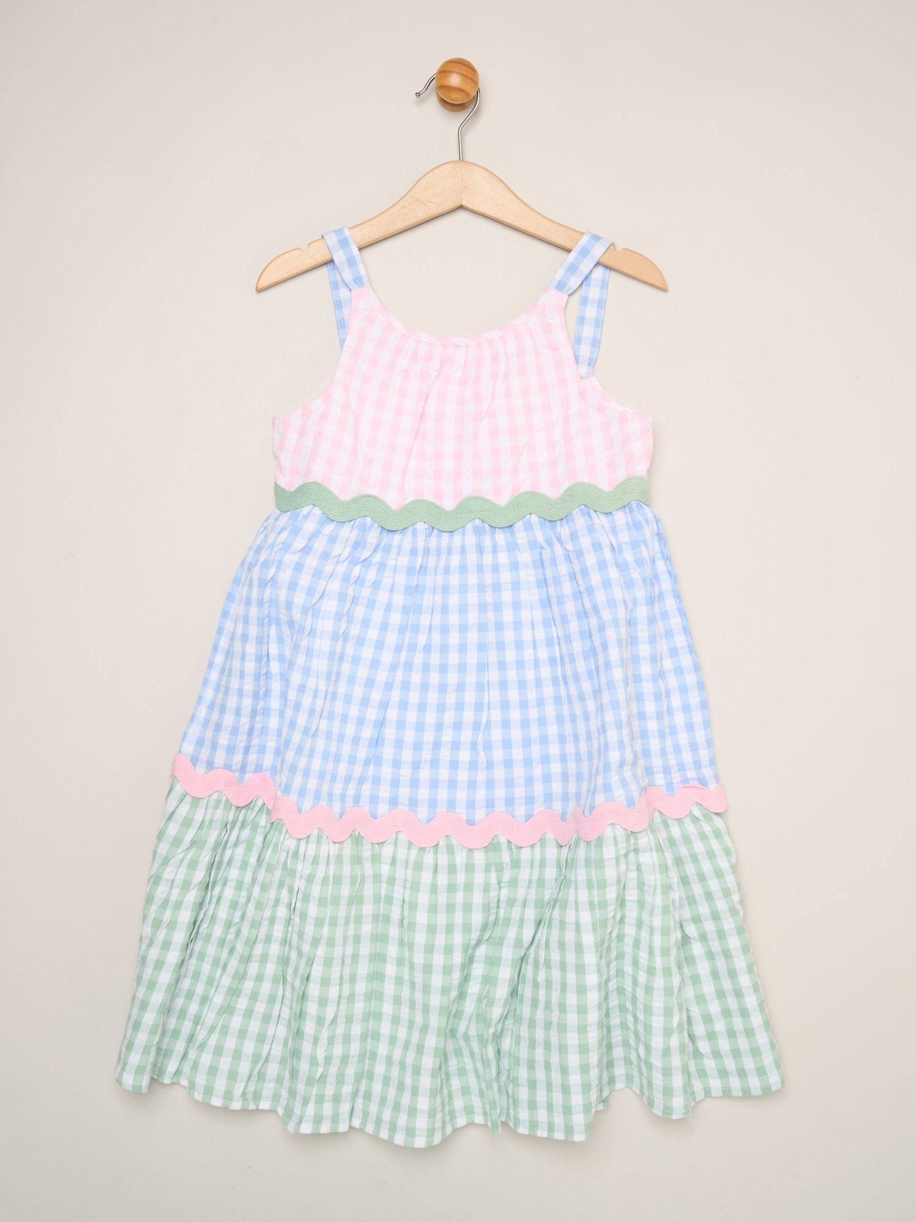 Dsiney Kidz - Miss Pink Gingham Dress With Scalloped Detail image 1