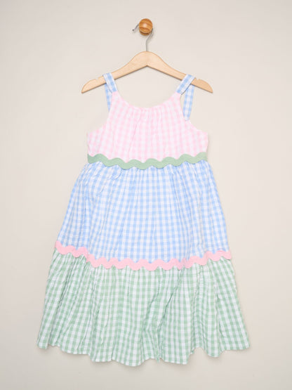Dsiney Kidz - Miss Pink Gingham Dress With Scalloped Detail image 1