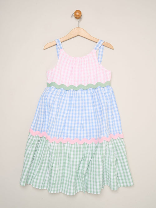 Dsiney Kidz - Miss Pink Gingham Dress With Scalloped Detail image 1