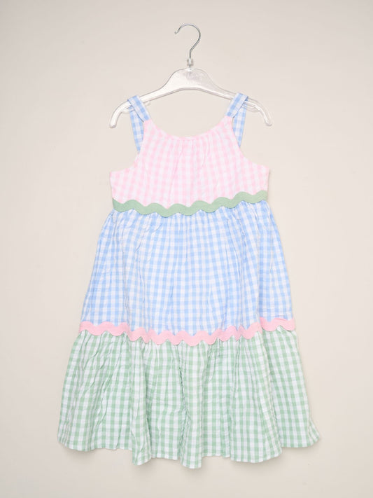 Dsiney Kidz - Miss Pink Gingham Dress With Scalloped Detail image 2