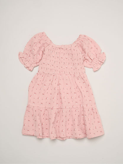 Miss Light Pink Floral Print And Chambray Dresses 2 Pack image 5