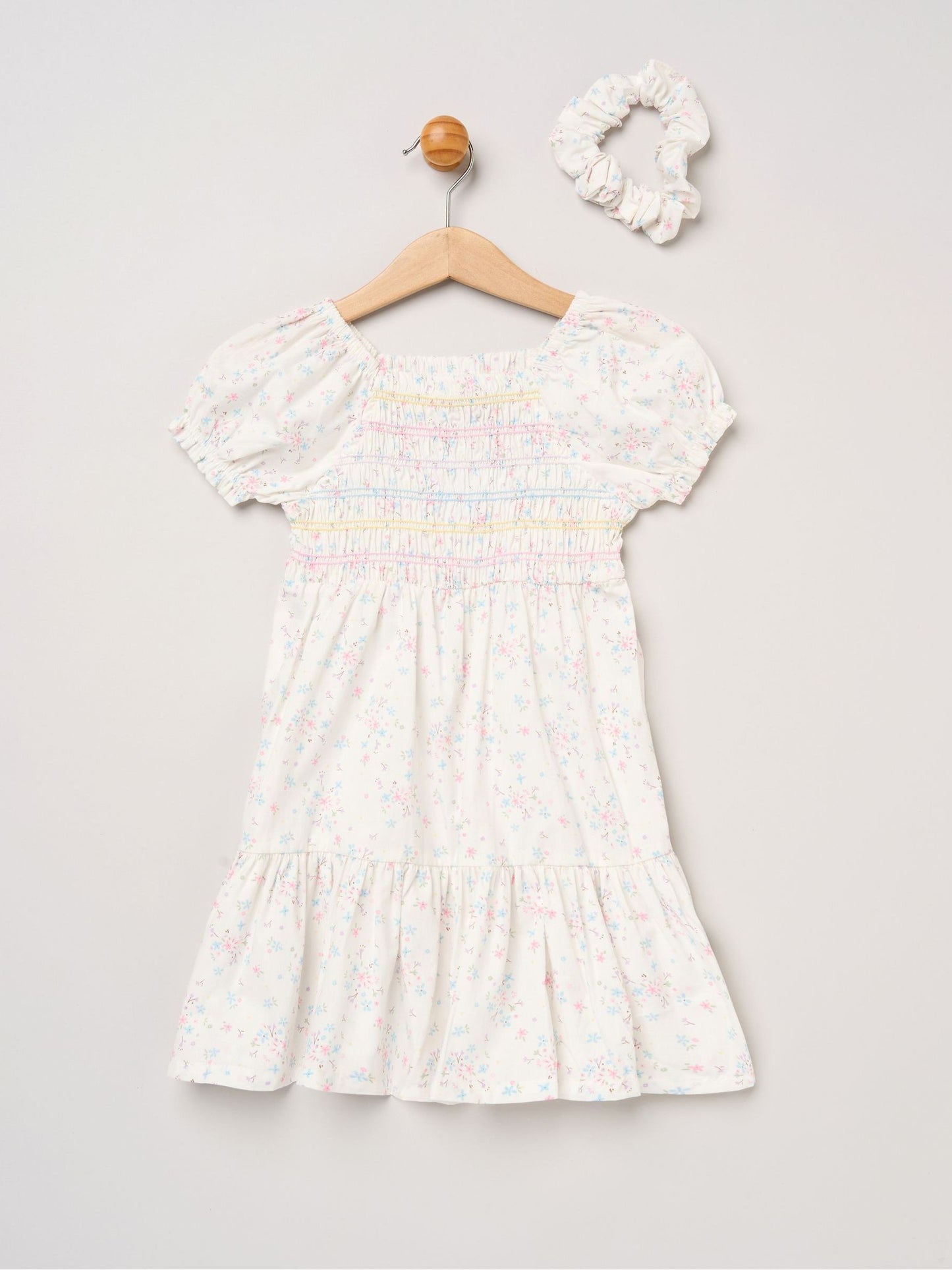 Miss White Floral Embroidered Smocked Dress Set image 1