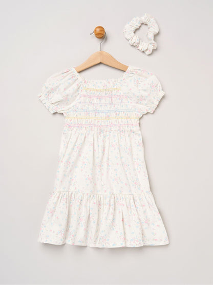 Miss White Floral Embroidered Smocked Dress Set image 1