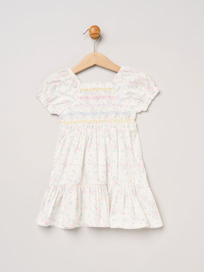 Miss White Floral Embroidered Smocked Dress Set image 2