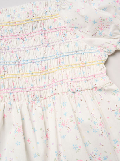 Miss White Floral Embroidered Smocked Dress Set image 3