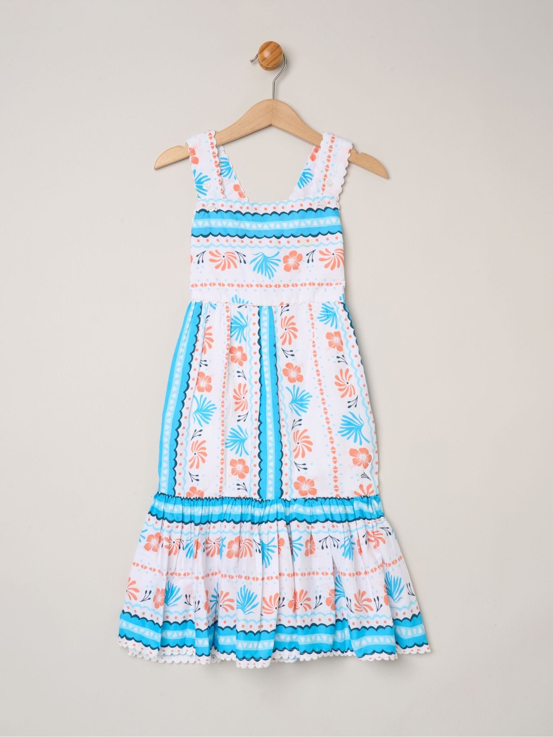 Dsiney Kidz - Miss Blue Scalloped Edge Dress And Matching Hair Clips Set image 3