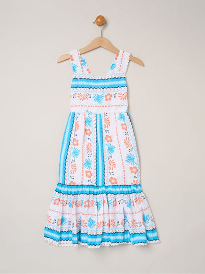 Dsiney Kidz - Miss Blue Scalloped Edge Dress And Matching Hair Clips Set image 3