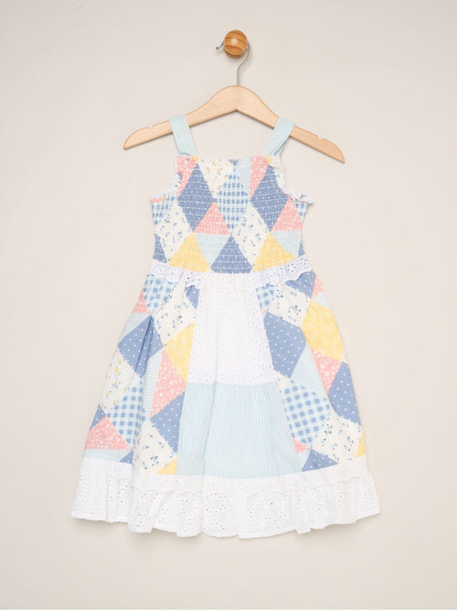 Dsiney Kidz - Miss Blue Gingham Patchwork And Broderie Dress image 1