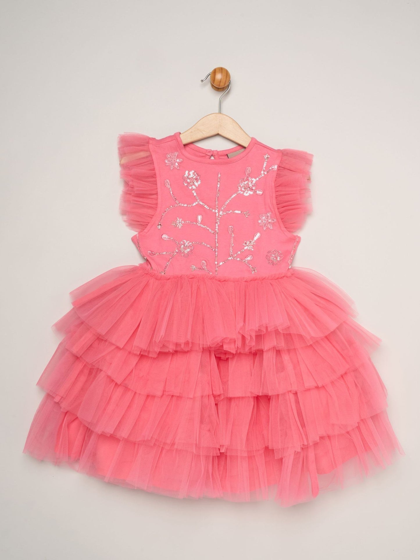 Dsiney Kidz - Miss Pink Embellished Floral Sequin Tulle Dress image 1