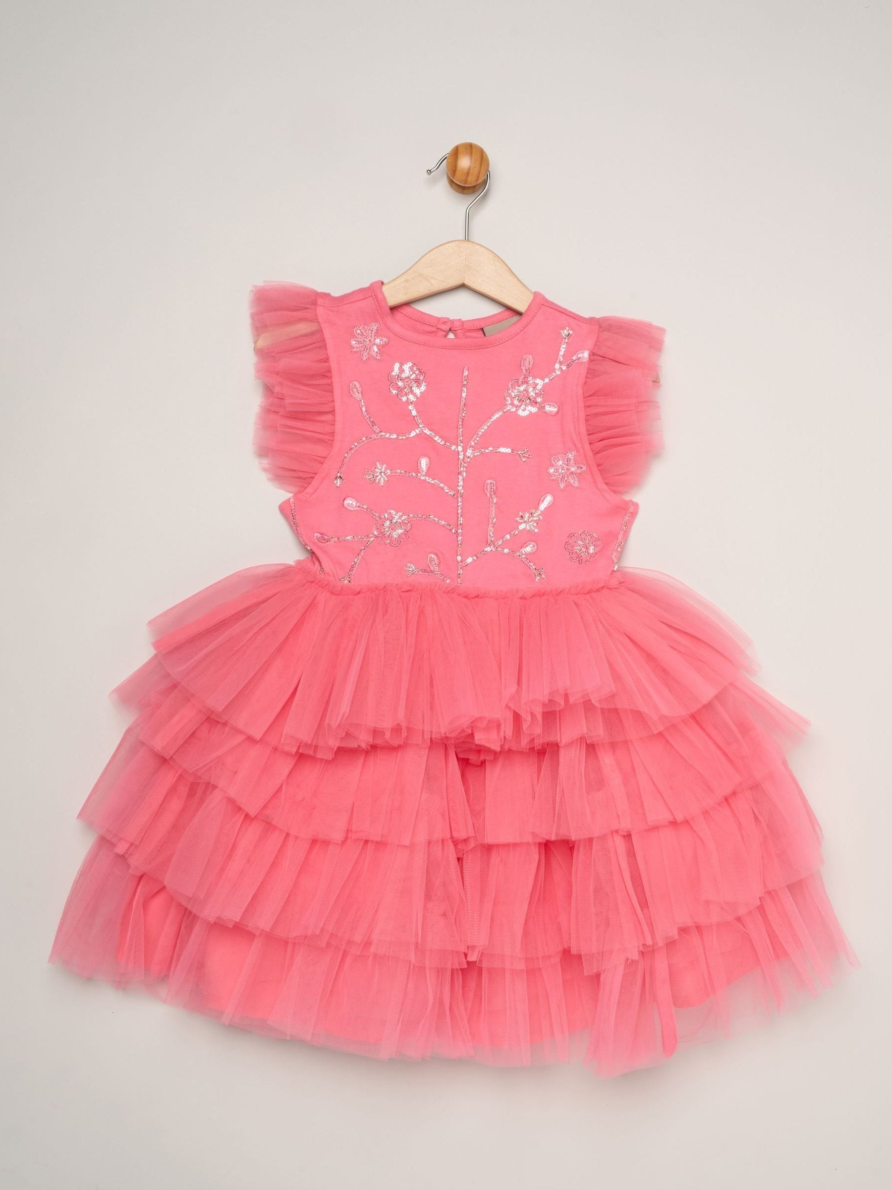 Dsiney Kidz - Miss Pink Embellished Floral Sequin Tulle Dress image 1