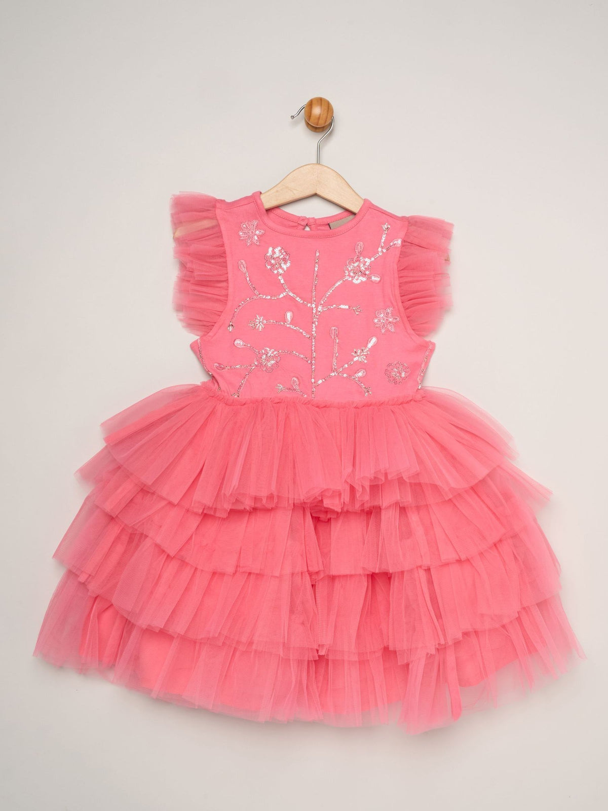 Dsiney Kidz - Miss Pink Embellished Floral Sequin Tulle Dress image 1