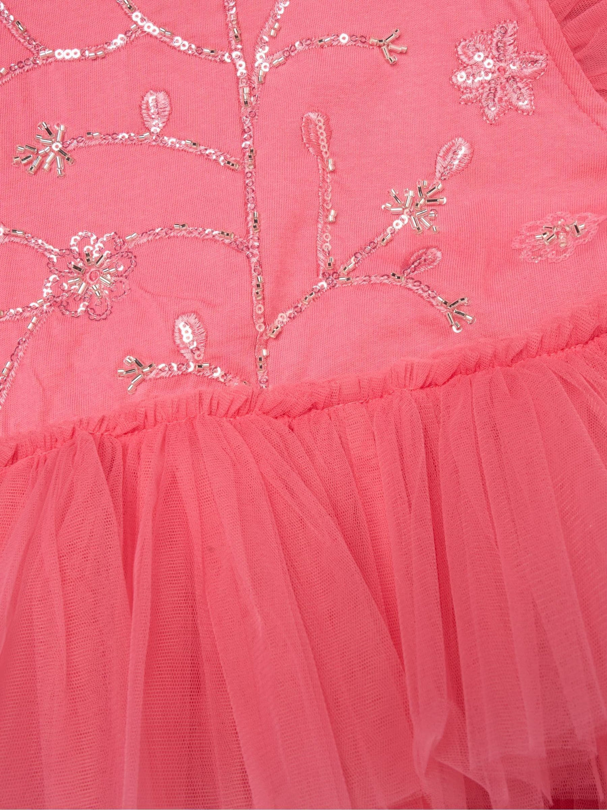 Dsiney Kidz - Miss Pink Embellished Floral Sequin Tulle Dress image 3
