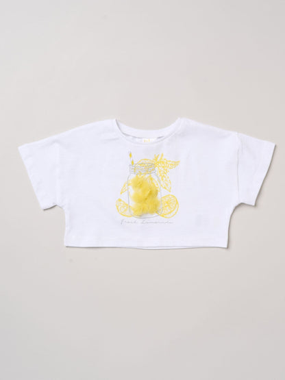 Miss Yellow Bow Applique Short Sleeve T-Shirt And Tutu Skirt Outfit Set image 4