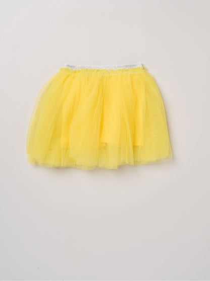 Miss Yellow Bow Applique Short Sleeve T-Shirt And Tutu Skirt Outfit Set image 5
