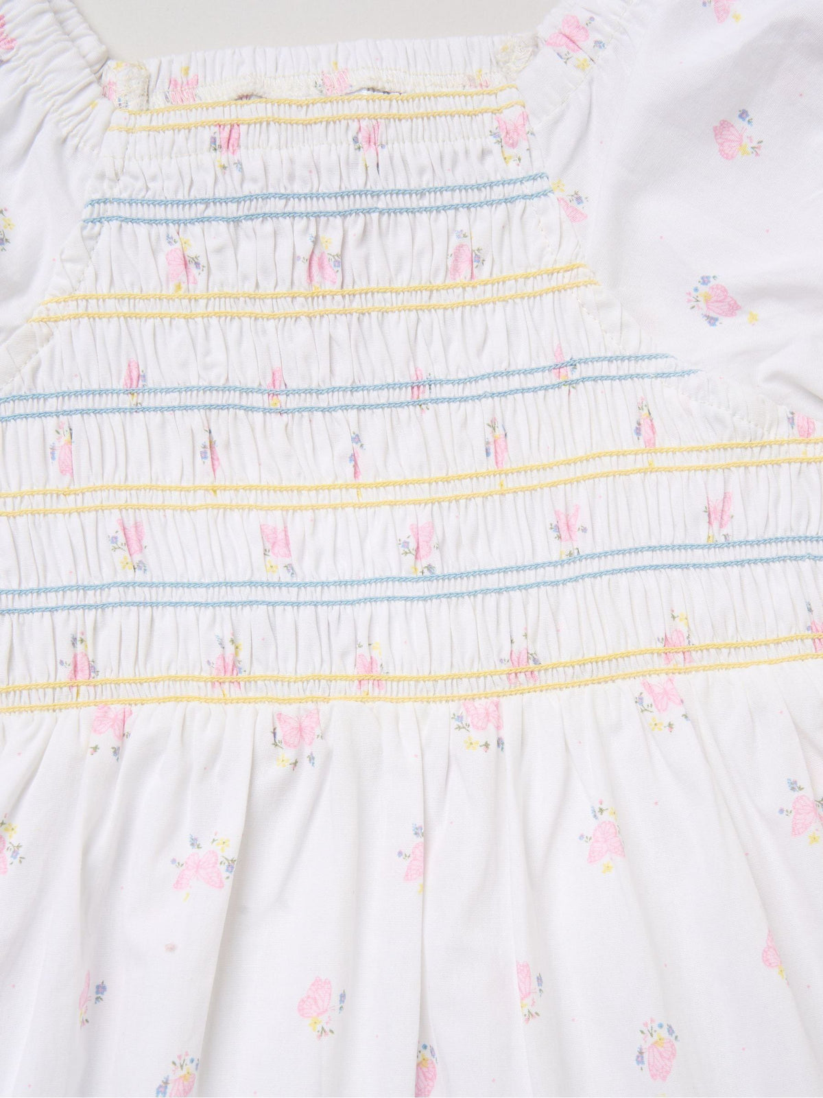 Dsiney Kidz - Miss White Butterfly Embroidered Smocked Dress With Scrunchie Set image 3