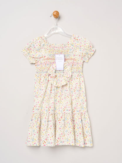 Miss White Ditsy Embroidered Smocked Dress With Scrunchie Set image 2