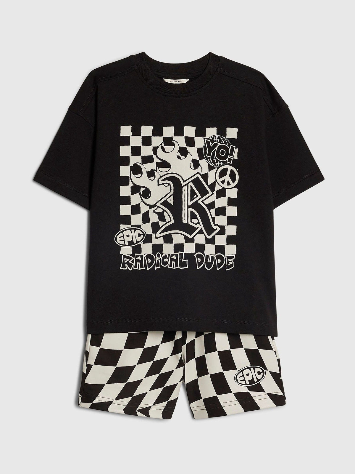 Dsiney Kidz - River Island Black Checkerboard T-Shirt And Shorts Set image 3