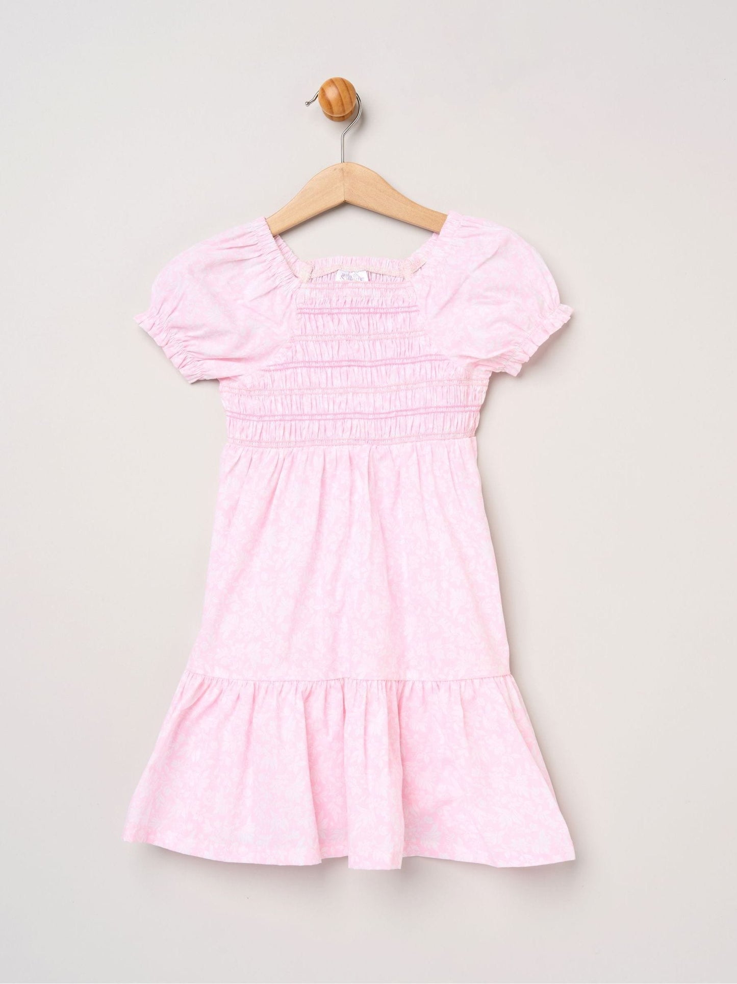 Miss Pink Floral Smocked Embroidery Dress With Matching Scrunchie Set image 2