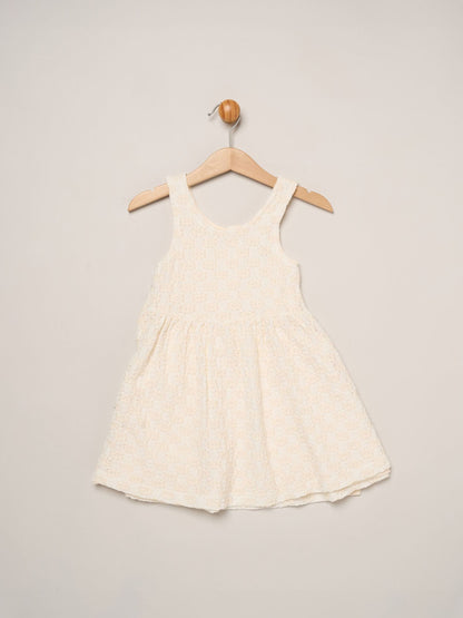 Miss White Textured Dress And Headband Outfit Set image 3